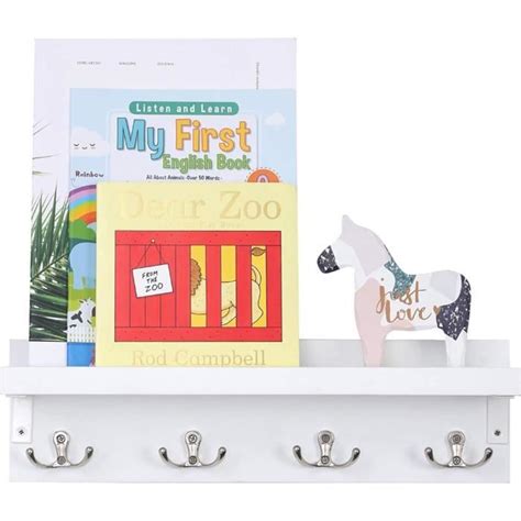 Porte Manteau Murale Etagere De Rangement Bois Portemanteaux Avec 4