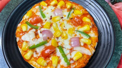 Cafe Style Cheesy Vegetable Pizza Recipe 5 Minute Pizza Recipe With