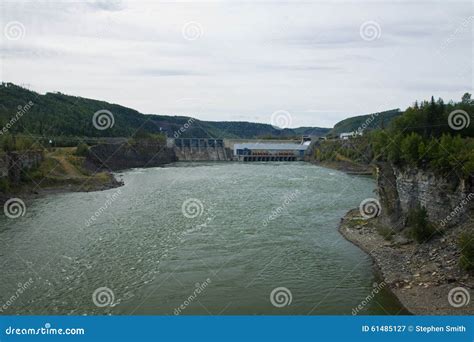 Small Hydro Electric Dam On The Peace River Northeastern Bc Stock