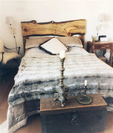 Live Edge Headboard Spalted Beech Platform Bed With Live Edge Slab