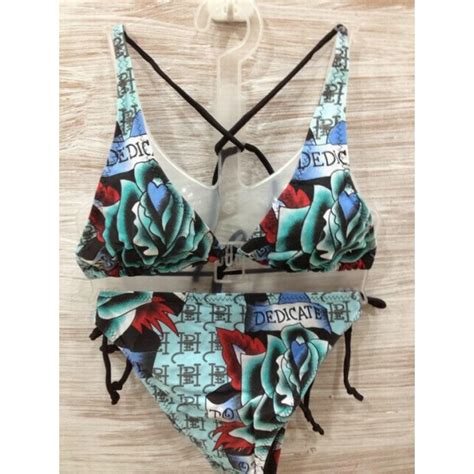 Womens Ed Swimsuit Bikini Red And Blue Logo Womens Ed Hardy Swimsuit Bikini True Clothes Online