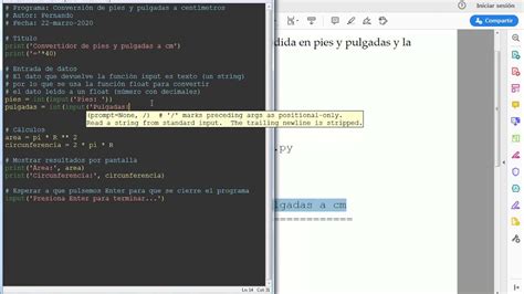 Python Conversor De Pies Y Pulgadas A Cent Metros Youtube