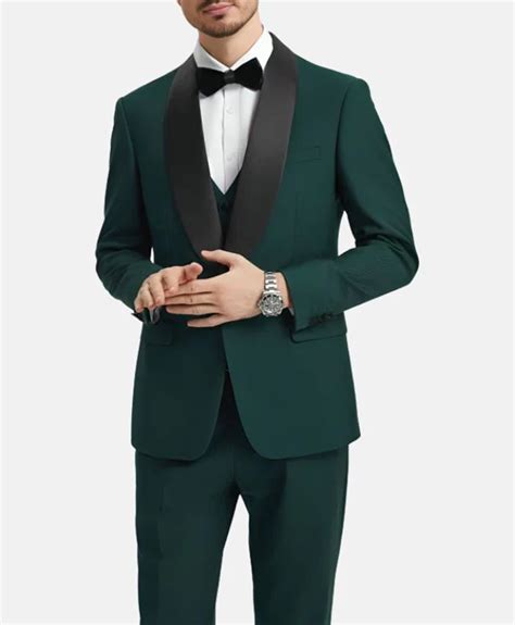 Dark Green Mens Wedding Suit 3 Piece Tuxedo For Sale