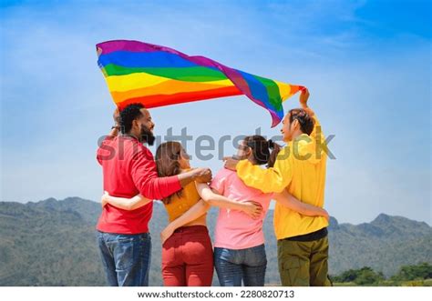 Group Diverse Lgbtq Friends Wearing Colorful Stock Photo 2280820713