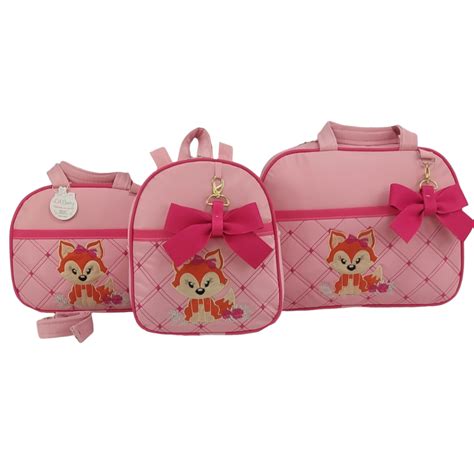 Kit Bolsa Maternidade Para Menina Pe As Raposa Rosa Nude Ou Vermelho Kit Completo Shopee Brasil