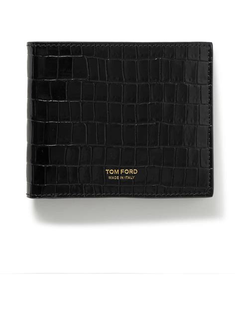 Tom Ford Tom Ford Croc Effect Leather Billfold Wallet Men Black