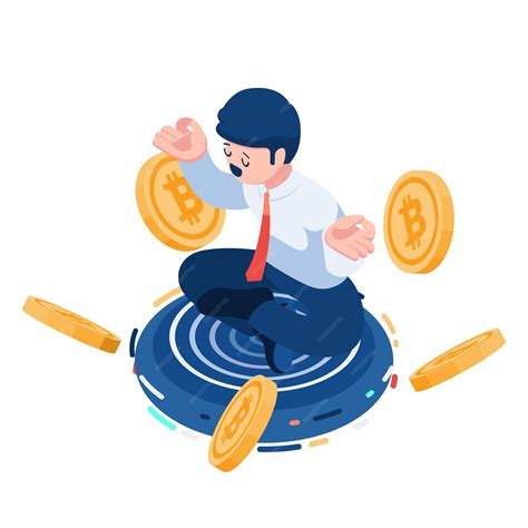 Premium Vector | Flat 3d isometric businessman meditating with bitcoin