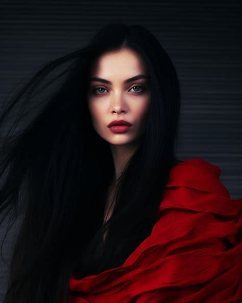 Beautiful Woman With Long Black Hair Premium Ai Generated Image