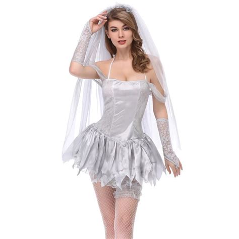 White Adult Cosplay Gothic Sexy Ghost Bride Costume Halloween Costumes