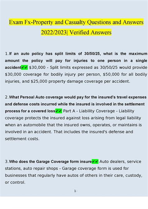 Exam Fx Property And Casualty Questions And Answers 2022 2023 100 Correct Verified Answers