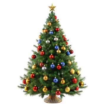 Christmas Tree With Christmas Ornaments And Star Christmas Tree With