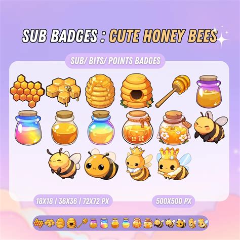 Cute Honey Bees Badges for Twitch Subscribers - Twitch Sub Badges