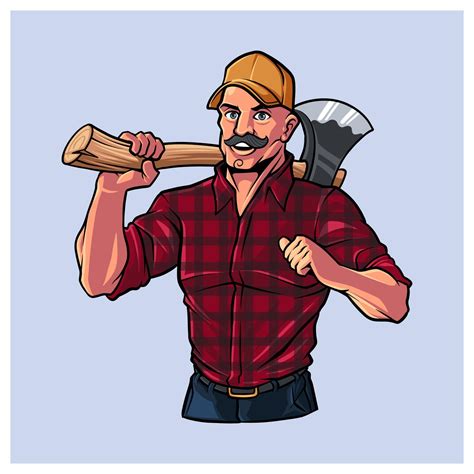 Lumberjack Man with Axe Mascot Logo 21917924 Vector Art at Vecteezy