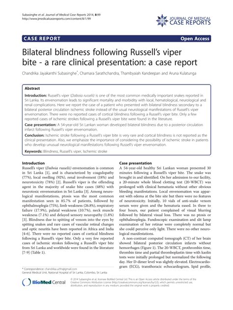 (PDF) Bilateral blindness following Russell's viper bite - A rare ...