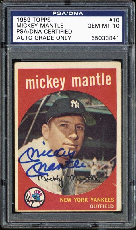 Lot Detail 1959 Topps 10 Mickey Mantle Autographed Card PSA DNA GEM