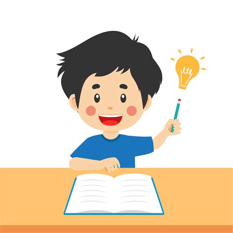 Cute Kid Boy Study Hard Think 2283436 Vector Art at Vecteezy