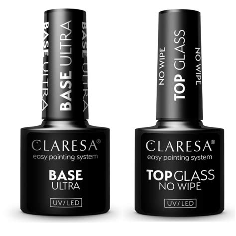 Claresa Baza Ultra Top Glass No Wipe Zestaw Lakiery Hybrydowe