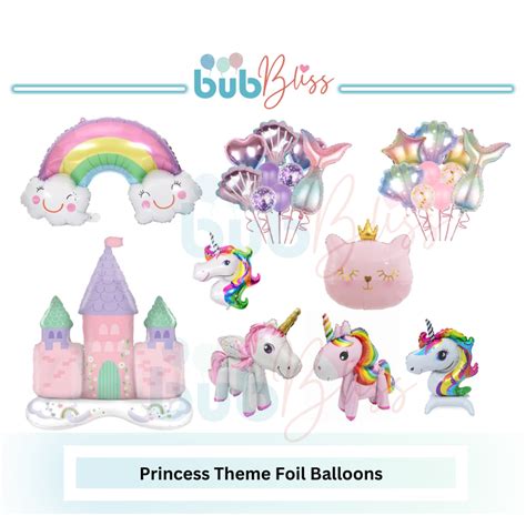 SG Ready Stocks Princess Unicorn Mermaid Theme Foil Balloon