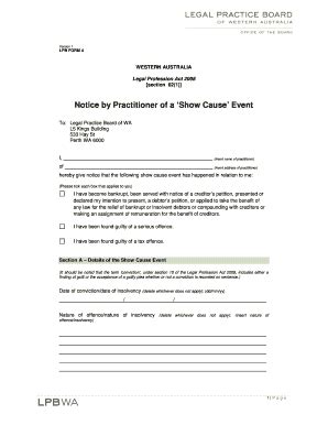 Fillable Online Lpbwa Org LPB Form 4 Notice By Practitioner Of Show