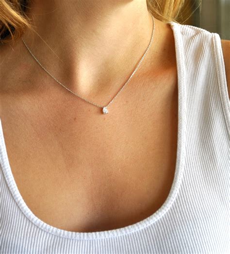 Small Silver Diamond Drop Necklace By Maldemer On Etsy