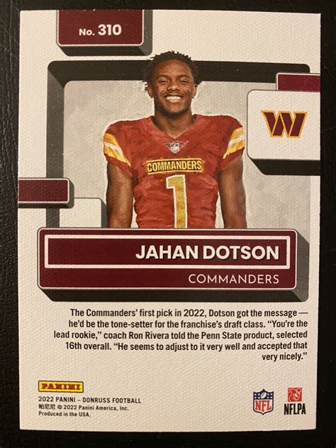 2022 Panini Donruss Rated Rookie Canvas 310 Jahan Dotson Rc For