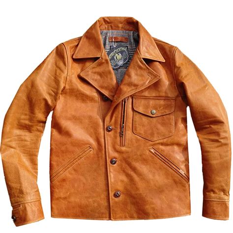 Veste En Cuir Véritable Pour Homme Tenue De Motard Classique Ambre