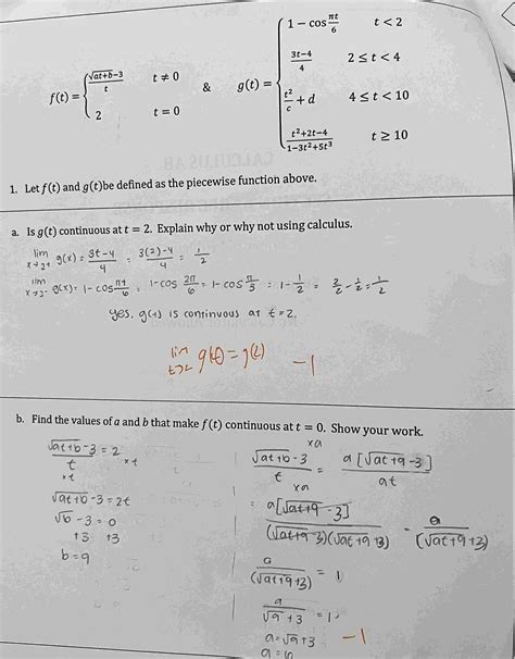 Solved Let F T ﻿and G T ﻿be Defined As The Piecewise