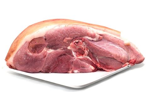 Pork Meat In A Hand On A White Background Stock Image Image Of Sliced