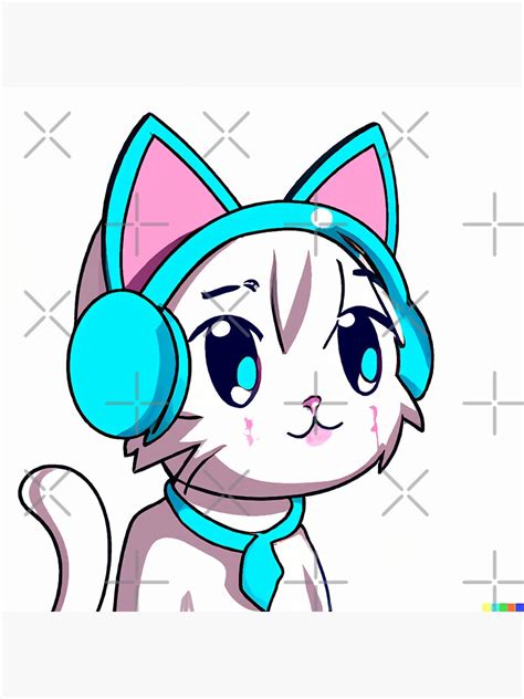 Bright Fun Anime Cat Wearing Headphones Sticker For Sale By