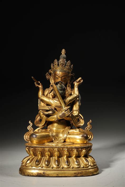 At Auction A Gilding Copper Manjusri Statue Qing Dynasty China