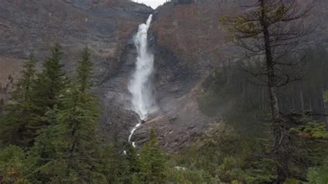 Large Waterfall Takakkaw Falls Yoho Nati Stock Video Pond