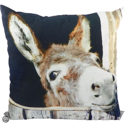 A Donkey S Head Is Shown On A Black And White Pillow With An Old Wooden