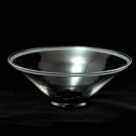 Art Deco Clear Glass Bowl With Black Base By Keith Murray For Sale At