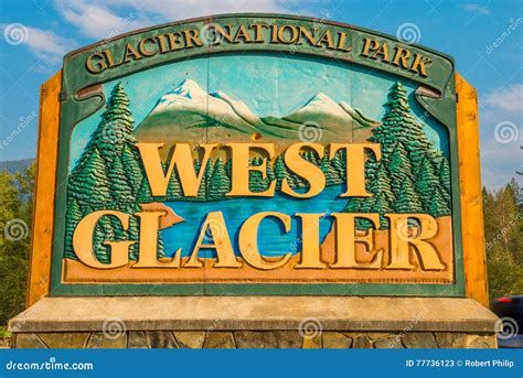 West Glacier Sign Glacier National Park Stock Image - Image of getaway ...