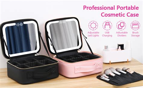 Vanmrior Travel Makeup Bag With Led Lighted Make Up Case