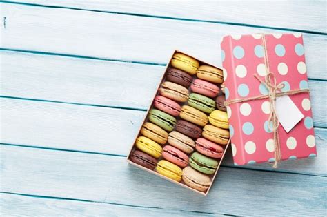 Premium Photo | Colorful macaroons in a gift box