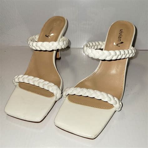 Vivianly Shoes Vivianly Womens White Braided Strap Ultra High Heel