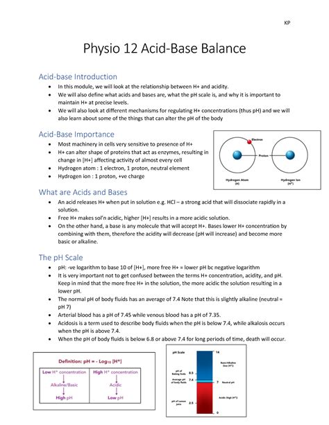 Physio 12 Physio 12 Acid Base Balance Acid Base Introduction In This