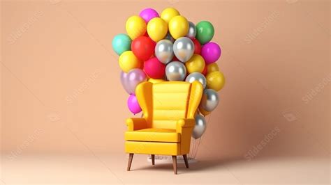 Fondo Representación 3D De Una Silla Y Globos Con El Mensaje