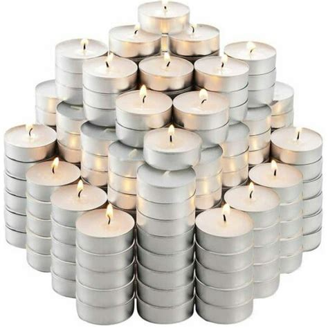 100 Pack Tea Light Candles Bulk Pack 3 hours Burn White Unscented ...