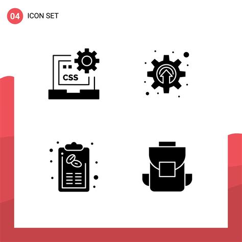 Pictogram Set Of 4 Simple Solid Glyphs Of Code Bill Develop Development