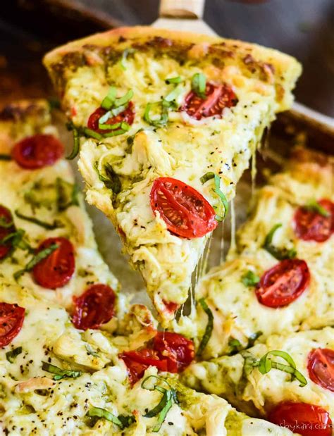 Easy Chicken Pesto Pizza Recipe With Tomatoes Creations By Kara