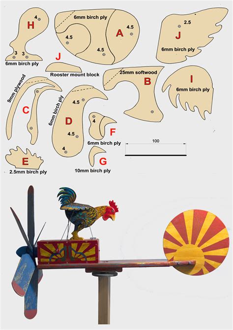 Rooster Whirligig With Templates Whirligigs Patterns Wood Craft