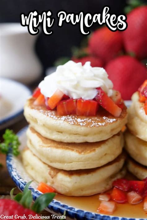 Mini Pancakes With Fresh Strawberries And Whipped Cream