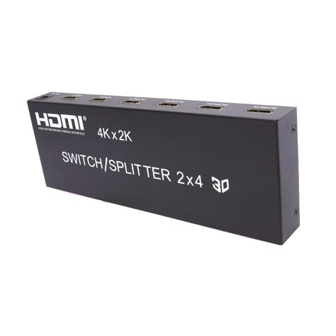 2X4 HDMI 3D True Matrix Switch Splitter 2 In Source 4 Out Display W