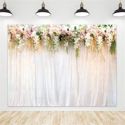 7x5ft Wedding Flowers Photography Backdrop Bridal Floral Wall Pink ...