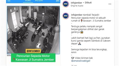 Viral Video Aksi Komplotan Pencuri Sepeda Motor Di Jember Terekam Cctv