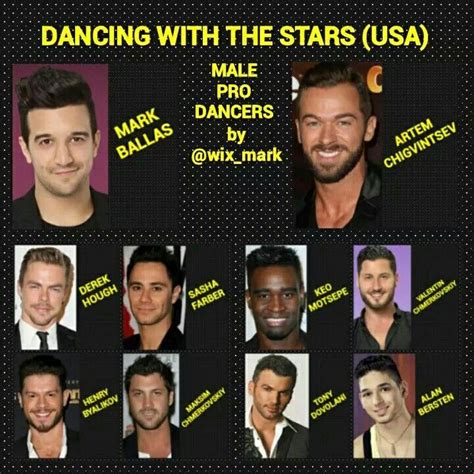 DWTS Male Pros Mark Ballas Artem Chigvintsev Derek Hough Sasha Farber Keo Motsepe Val ...