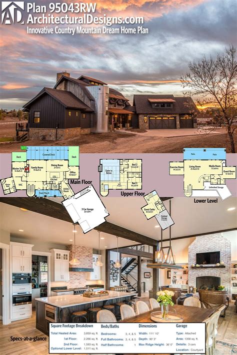 Plan 95043RW: Contemporary Country Barn Dream Home Plan | Dream house