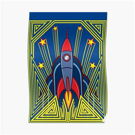 Deco Rocket Poster For Sale By Vicneko Redbubble